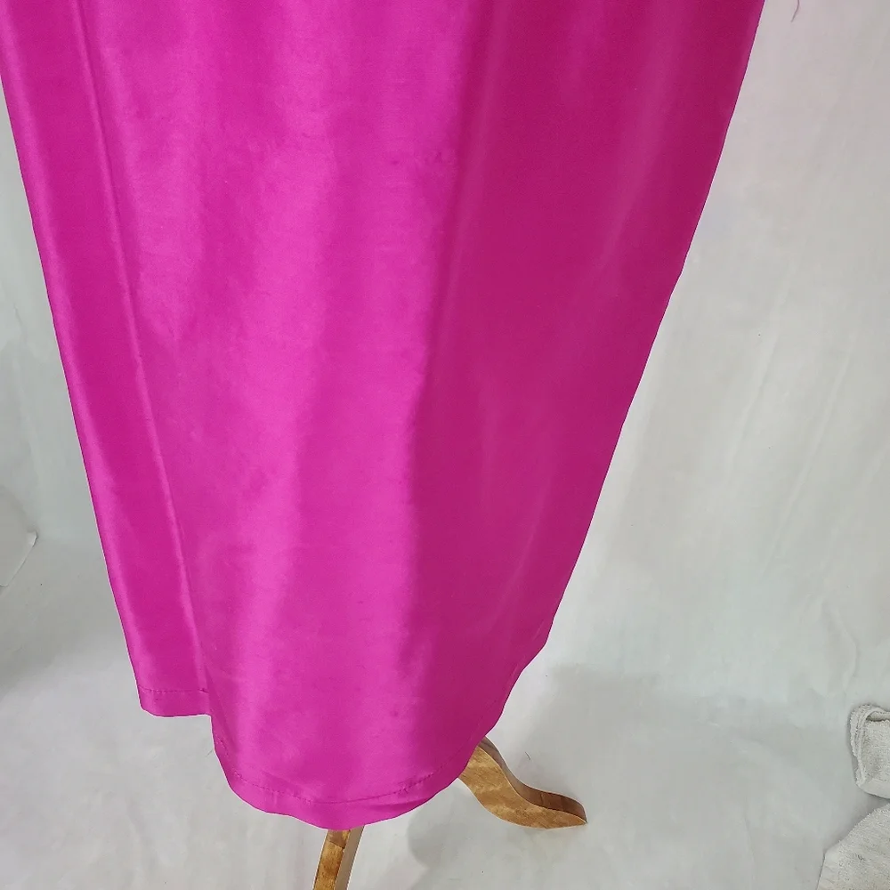 Talbots 100% silk sheath dress 6P Textured Fuschia Hot Pink Taffeta Shirt Dress - Picture 6 of 16